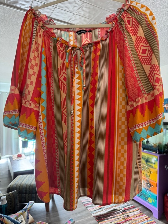 Unique Spectrum Tops - Unique Spectrum Boho Rayon Off-Shoulder Peasant Top XL
